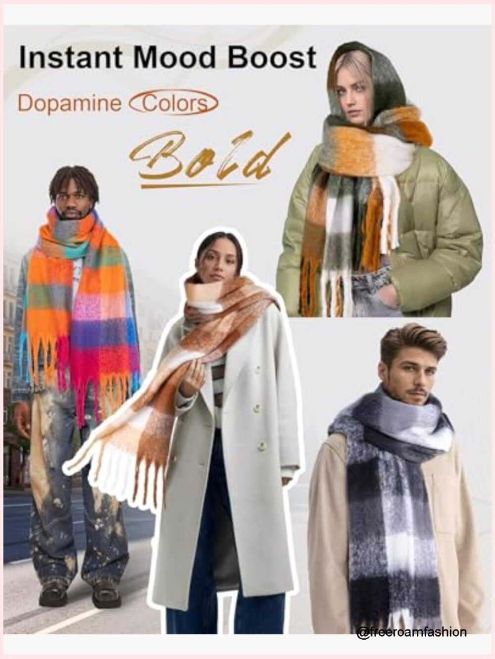 Warm Chunky Knit Blanket Scarf - Oversized Winter Wrap with Fringes - Picture 4 of 7
